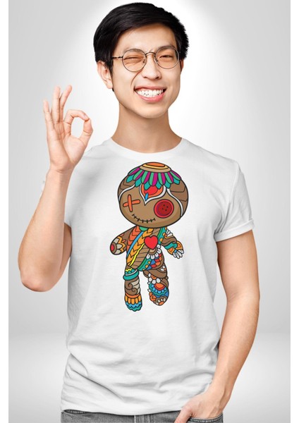 Voofoo Bebeği Doll Doldurulmuş Bebek Kadın Erkek Unisex Beyaz Organik Baskılı T-Shirt Penye Yüksek Kalite modelleri