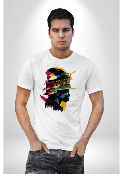Canlı Afrobeat Füzyon Renkli Siluet Kadın Erkek Unisex Beyaz Organik Baskılı T-Shirt Penye Yüksek Kalite fırsatları