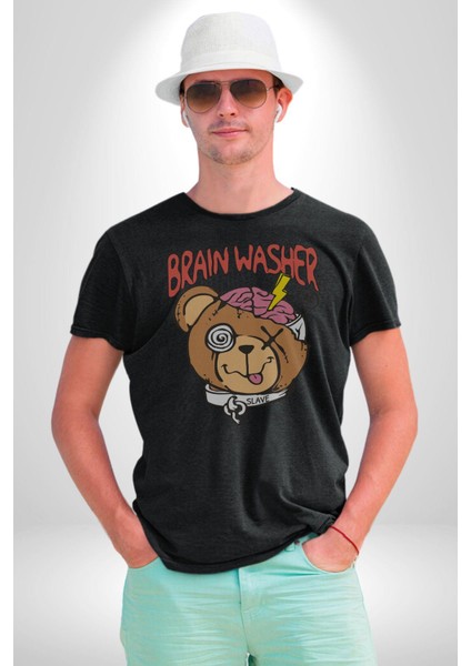 Beyin Yıkama Kadın Erkek Unisex Siyah Organik Baskılı T-Shirt Penye Yüksek Kalite modelleri