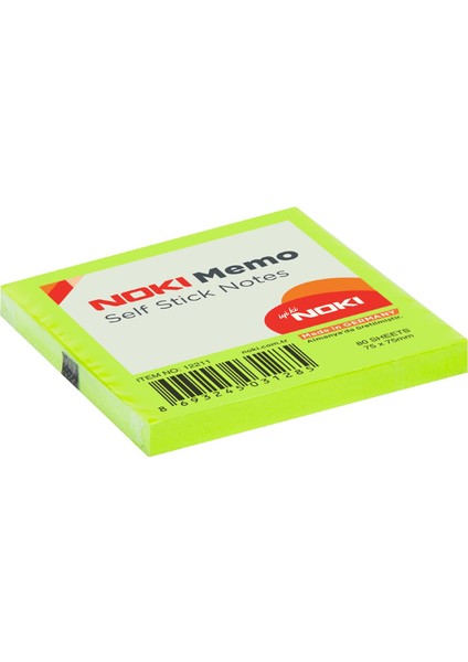 Memo 75 x 75 mm Yapışkanlı Not Kağıdı 80 Yaprak Yeşil 12 Adet 12211