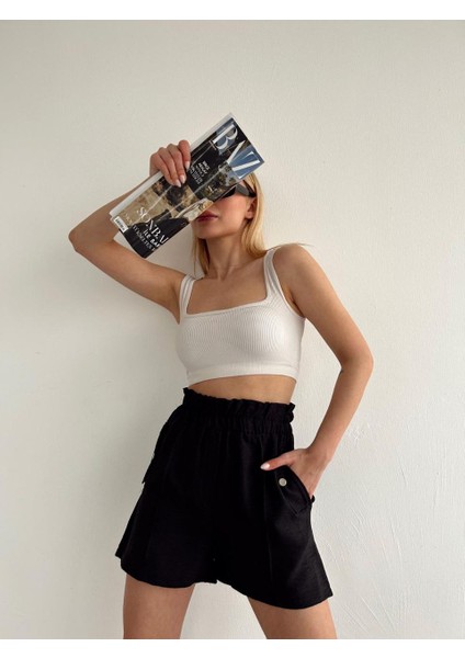 Keten Kumaş Çıtçıtlı Kadın Şort fiyatları