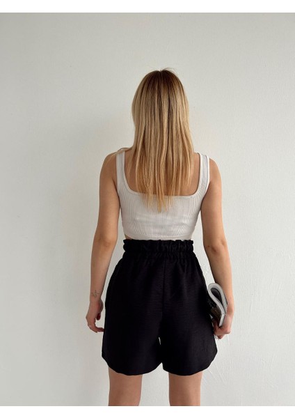 Keten Kumaş Çıtçıtlı Kadın Şort modelleri