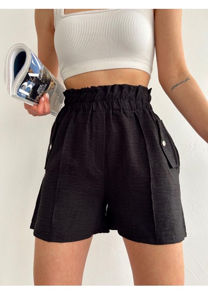 Keten Kumaş Çıtçıtlı Kadın Şort fırsatları
