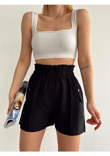 Keten Kumaş Çıtçıtlı Kadın Şort indirimleri