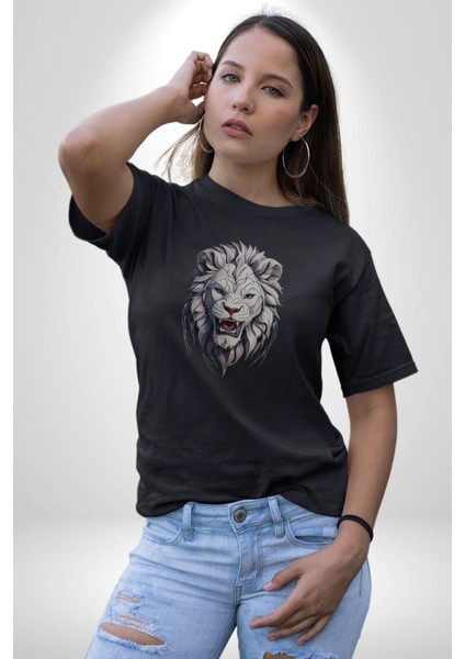 Siyah Kaplan Kükreme Kadın Erkek Unisex Siyah Organik Baskılı T-Shirt Penye Yüksek Kalite fırsatları