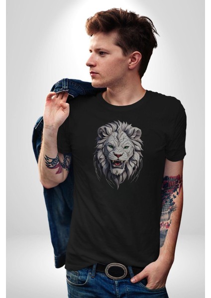 Siyah Kaplan Kükreme Kadın Erkek Unisex Siyah Organik Baskılı T-Shirt Penye Yüksek Kalite indirimleri