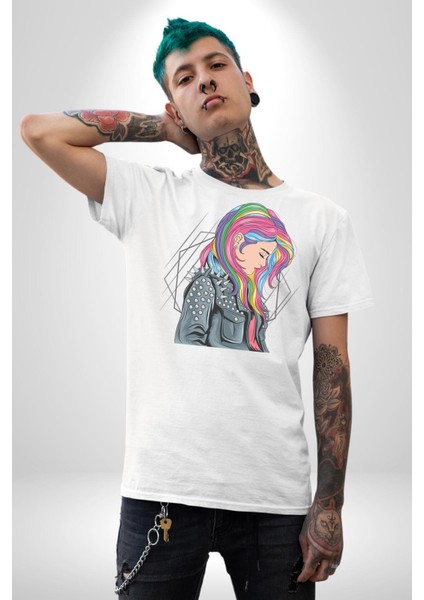 Metal Müzik Çeket Kadın Erkek Unisex Beyaz Organik Baskılı T-Shirt Penye Yüksek Kalite fiyatları