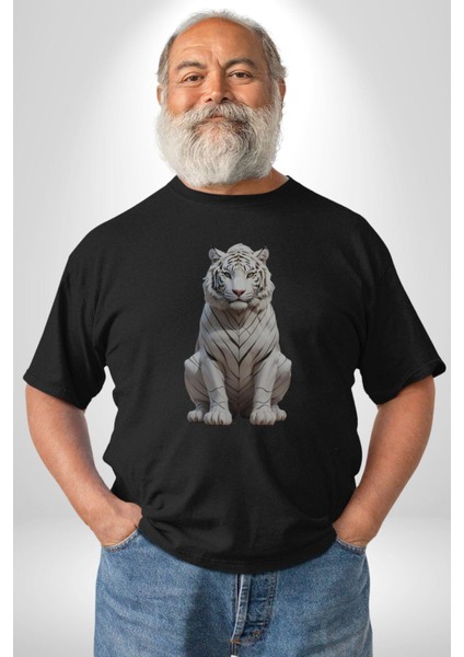 Siyah Kaplan Kadın Erkek Unisex Siyah Organik Baskılı T-Shirt Penye Yüksek Kalite