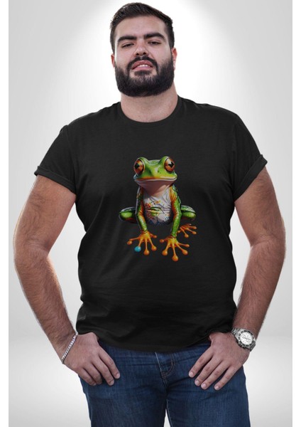 Frog Kurbağa Prens Kadın Erkek Unisex Siyah Organik Baskılı T-Shirt Penye Yüksek Kalite modelleri