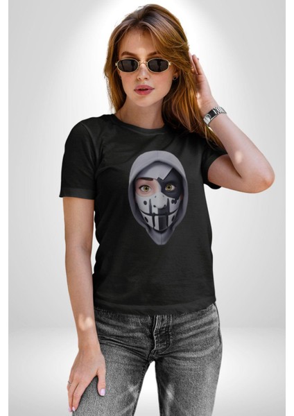 Maske Takan Kahraman Kafası Kadın Erkek Unisex Siyah Organik Baskılı T-Shirt Penye Yüksek Kalite fırsatları