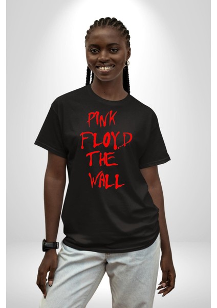 Pink Floyd The Wall Pamuklu Bisiklet Yaka Kadın Erkek Oversize Boyfriend Dijital Baskılı Siyah T-Shirt fiyatları