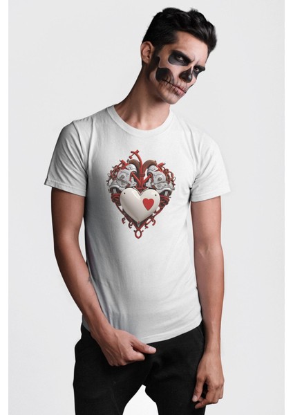 Robot Kalp Atardamar Kadın Erkek Unisex Beyaz Organik Baskılı T-Shirt Penye Yüksek Kalite indirimleri