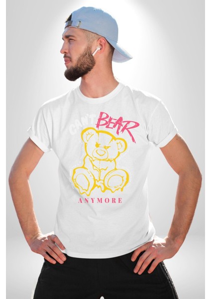 Daha Fazla Dayanamıyorum Teddy Kadın Erkek Unisex Beyaz Organik Baskılı T-Shirt Penye Yüksek Kalite fırsatları