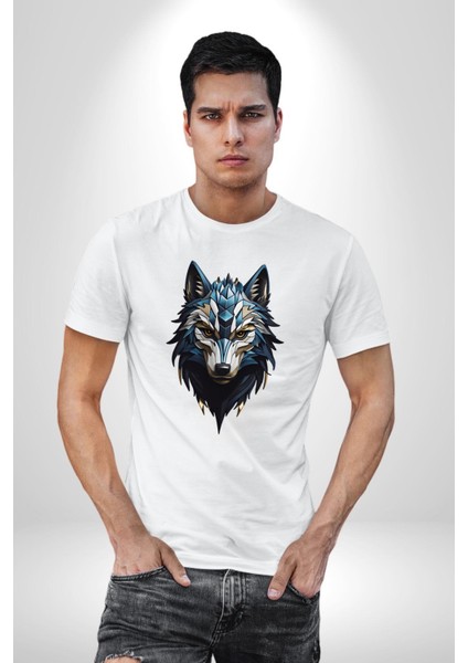 Mavi Kurt Robot Kadın Erkek Unisex Beyaz Organik Baskılı T-Shirt Penye Yüksek Kalite modelleri