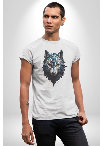 Mavi Kurt Robot Kadın Erkek Unisex Beyaz Organik Baskılı T-Shirt Penye Yüksek Kalite fırsatları