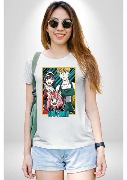 Spy x Family Anime Özel Tasarım Kadın Erkek Unisex Beyaz Organik Baskılı T-Shirt Penye Yüksek Kalite