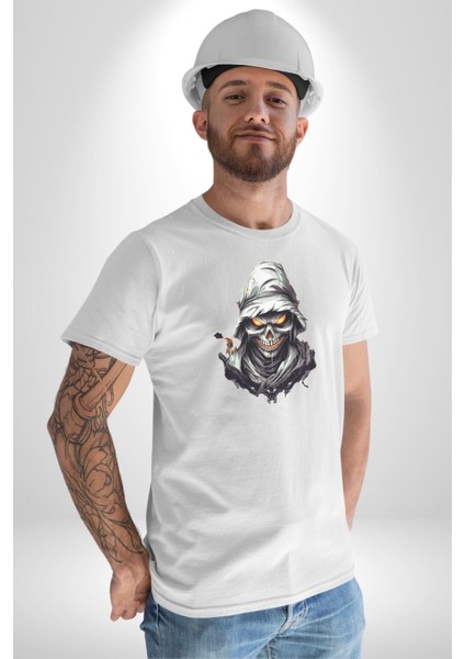 Kasaba Kurukafa Ninja Kadın Erkek Unisex Beyaz Organik Baskılı T-Shirt Penye Yüksek Kalite fiyatları