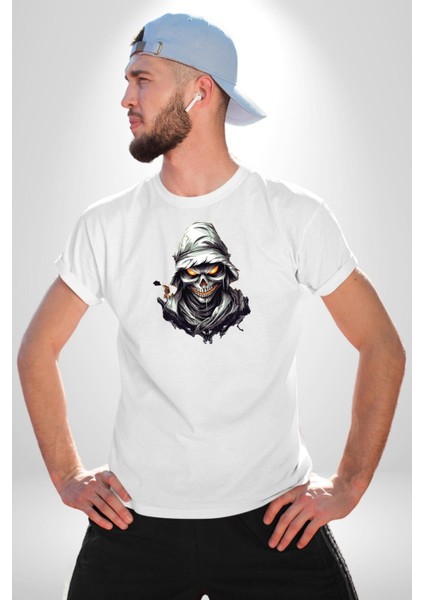 Kasaba Kurukafa Ninja Kadın Erkek Unisex Beyaz Organik Baskılı T-Shirt Penye Yüksek Kalite indirimleri