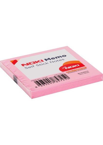 Memo 75 x 75 mm Yapışkanlı Not Kağıdı 80 Yaprak Açık Pembe 12 Adet 12166