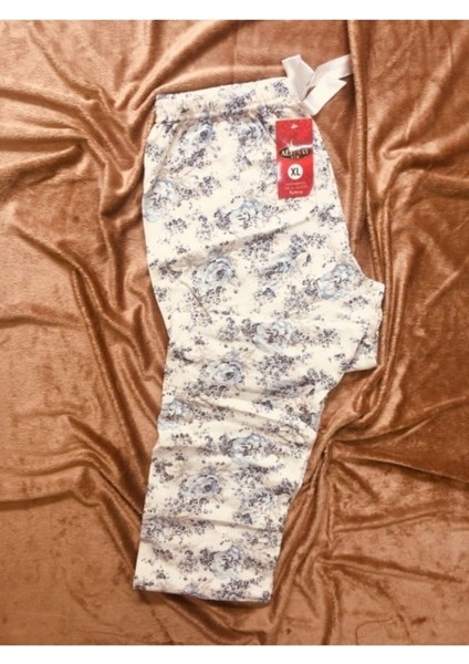 Çiçek Motifli Kışlık Pijama Altı