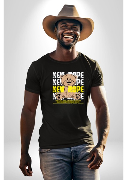 Yeni Umut Kadın Erkek Unisex Siyah Organik Baskılı T-Shirt Penye Yüksek Kalite fırsatları
