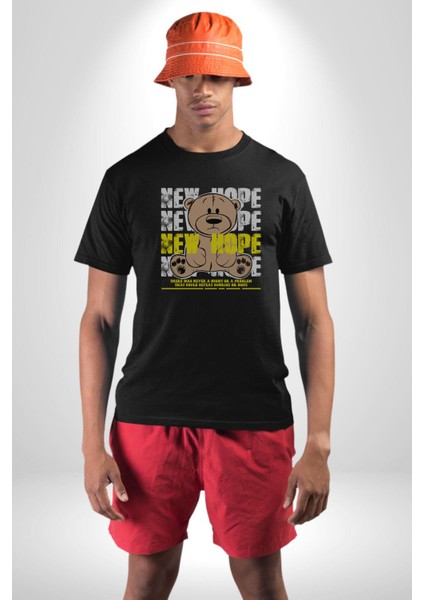 Yeni Umut Kadın Erkek Unisex Siyah Organik Baskılı T-Shirt Penye Yüksek Kalite indirimleri