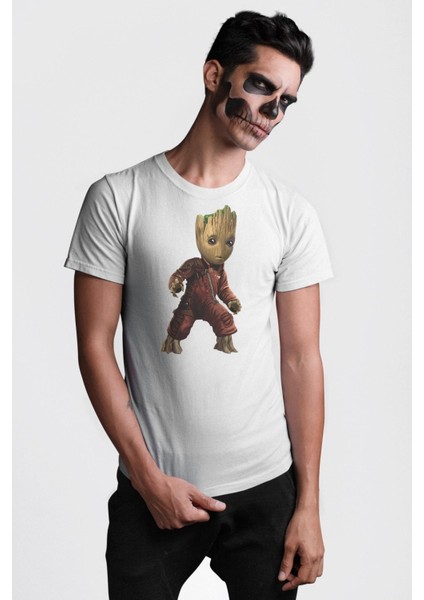 Bebek Groot Guardians Galaxy Kadın Erkek Unisex Beyaz Organik Baskılı T-Shirt Penye Yüksek Kalite indirimleri