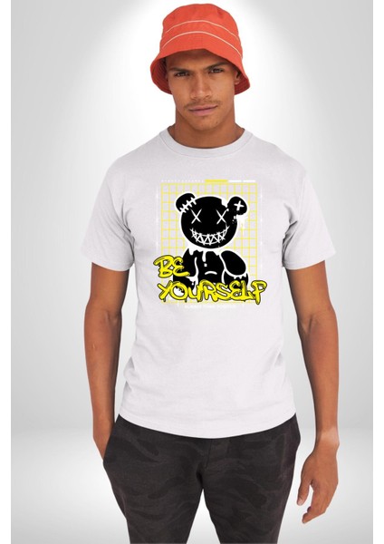 Kendin Ol Kadın Erkek Unisex Beyaz Organik Baskılı T-Shirt Penye Yüksek Kalite fırsatları
