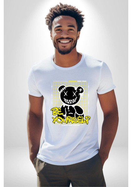 Kendin Ol Kadın Erkek Unisex Beyaz Organik Baskılı T-Shirt Penye Yüksek Kalite indirimleri