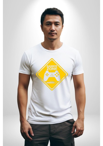 Game Oyun Alanı Kadın Erkek Unisex Beyaz Organik Baskılı T-Shirt Penye Yüksek Kalite fiyatları