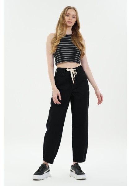 Ariana Siyah Beli Lastikli Mom Jean Pantolon C 4525-163