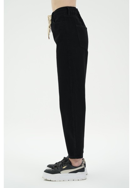 Ariana Siyah Beli Lastikli Mom Jean Pantolon C 4525-163 modelleri