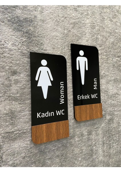 Timber Serisi Erkek Kadın Wc Set Yönlendirme Levhası