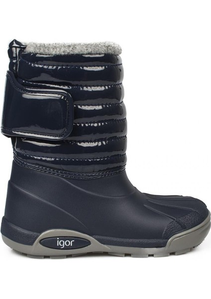 Topo Ski Charol Marino Çocuk Kürklü Lacivert Yağmur Kar Çizmesi W10168-003 V3