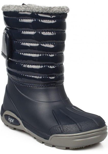 Topo Ski Charol Marino Çocuk Kürklü Lacivert Yağmur Kar Çizmesi W10168-003 V3