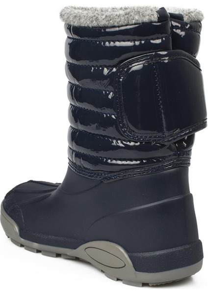 Topo Ski Charol Marino Çocuk Kürklü Lacivert Yağmur Kar Çizmesi W10168-003 V3