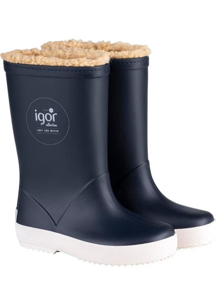 Splash Nautico Çocuk Kürklü Lacivert Yağmur Çizmesi W10207-003 V5