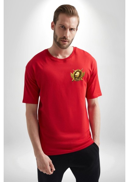 Ben Korkmuyorum Çünkü Tavam Var Kırmızı Oversize Kadın Erkek Ön ve Sırt Baskılı T-Shirt