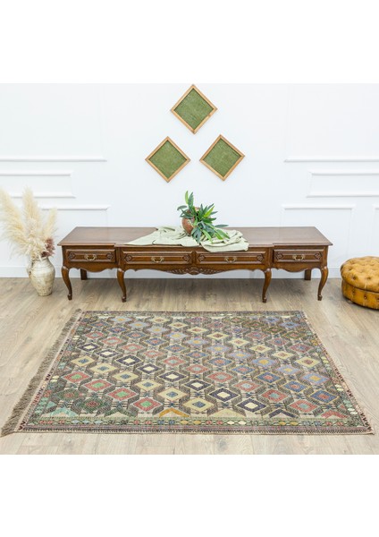 Akasya Geometrik Tasarımlı Yün Cicim Kilim 135X186 cm