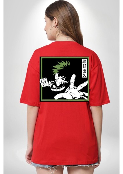 My Hero Academia Dabi Anime Kırmızı Oversize Kadın Erkek Ön ve Sırt Baskılı T-Shirt fırsatları