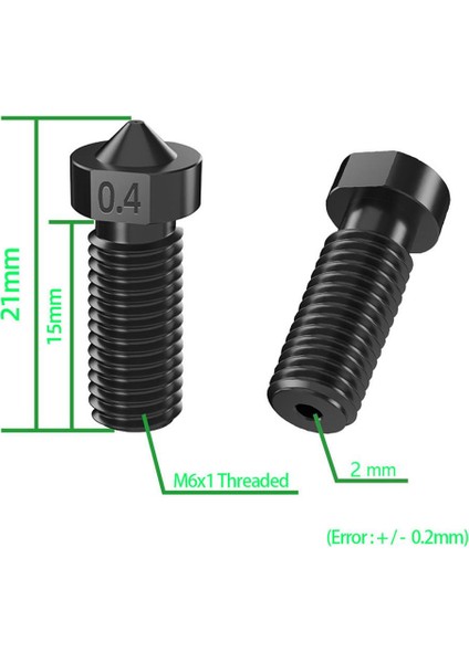 E3D Volcano Sertleştirilmiş Çelik Nozzle-X1-X2-Genius-Genius Pro-0.4mm