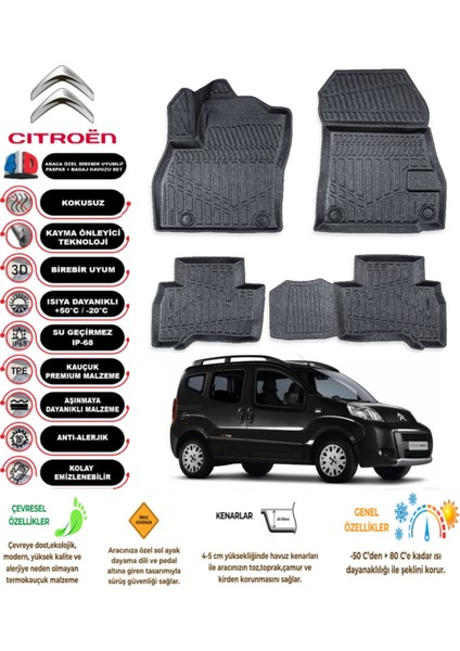 Citroen Nemo 2014 Model 4d Araca Özell Havuzlu Paspas Takımı