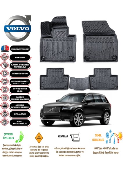 Volvo XC90 2022 Model 4d Araca Özell Havuzlu Paspas Takımı