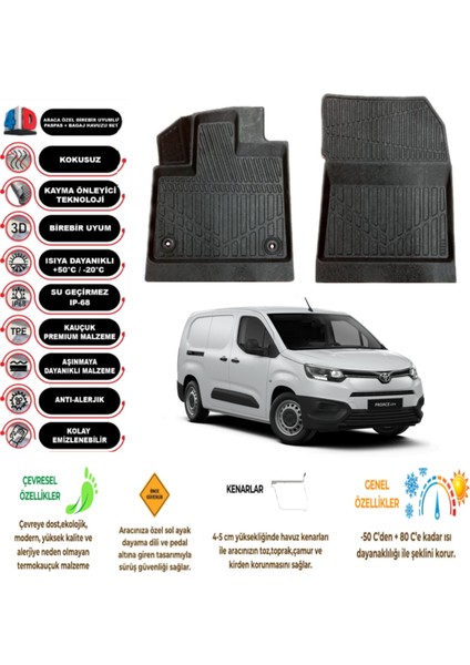 Toyota Proace City Panelvan 2022 Model 4d Havuzlu Paspas (2 Parça)
