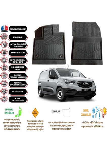 Kalite Oto Opel Combo 2022 Model Panelvan 4d Havuzlu Paspas (2 Parça)