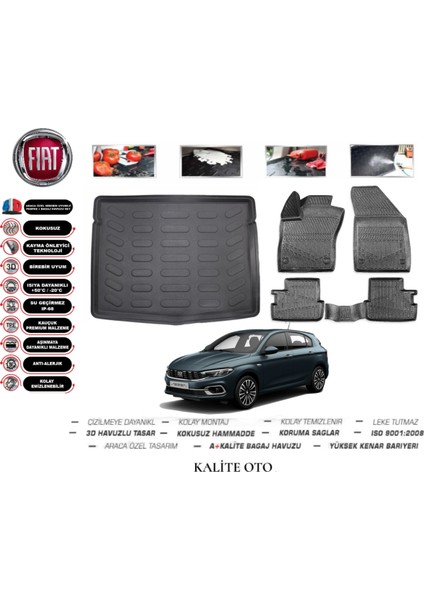 Fiat Egea Station Vagon 2015 Model 3D Bagaj Havuzu+4d Havuzlu Paspas Setii
