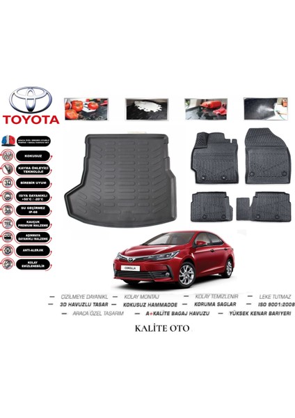 Toyota Corolla Sedan 2016 Model 3D Bagaj Havuzu+4d Havuzlu Paspas Setii