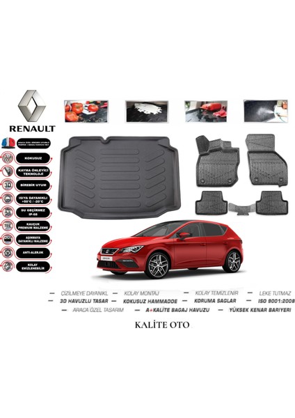 Seat Leon 2018 Model 3D Bagaj Havuzu+4d Havuzlu Paspas Setii