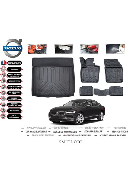 Volvo S90 2018 Model 3D Bagaj Havuzu+4d Havuzlu Paspas Setii