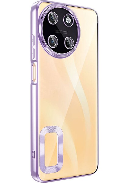 Realme 11 4g Kılıf Tek Kamera Çerçeveli Logo Gösteren Omega Kapak Lila